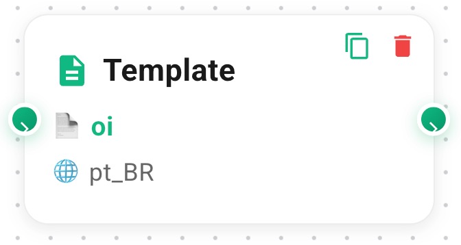 Bloco Enviar Template no editor do FlowBuilder